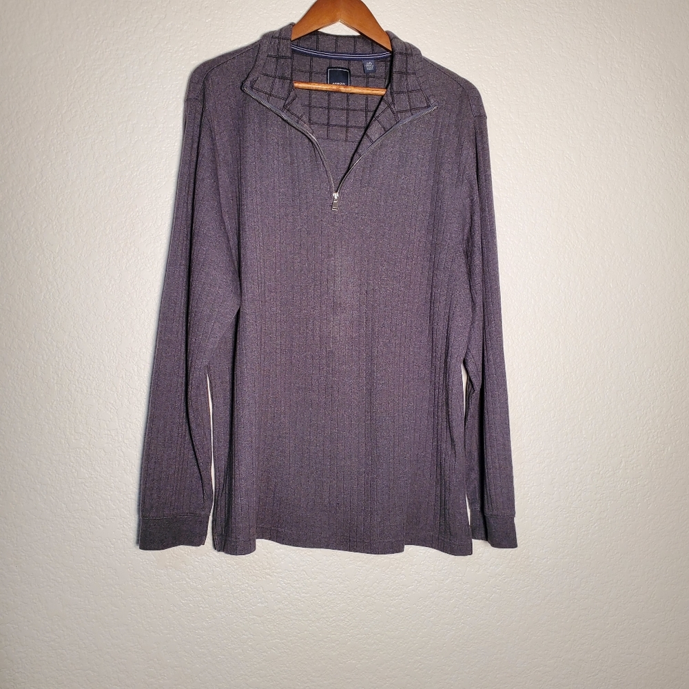 Mens Gray Large ARROW Half Zip Sweater